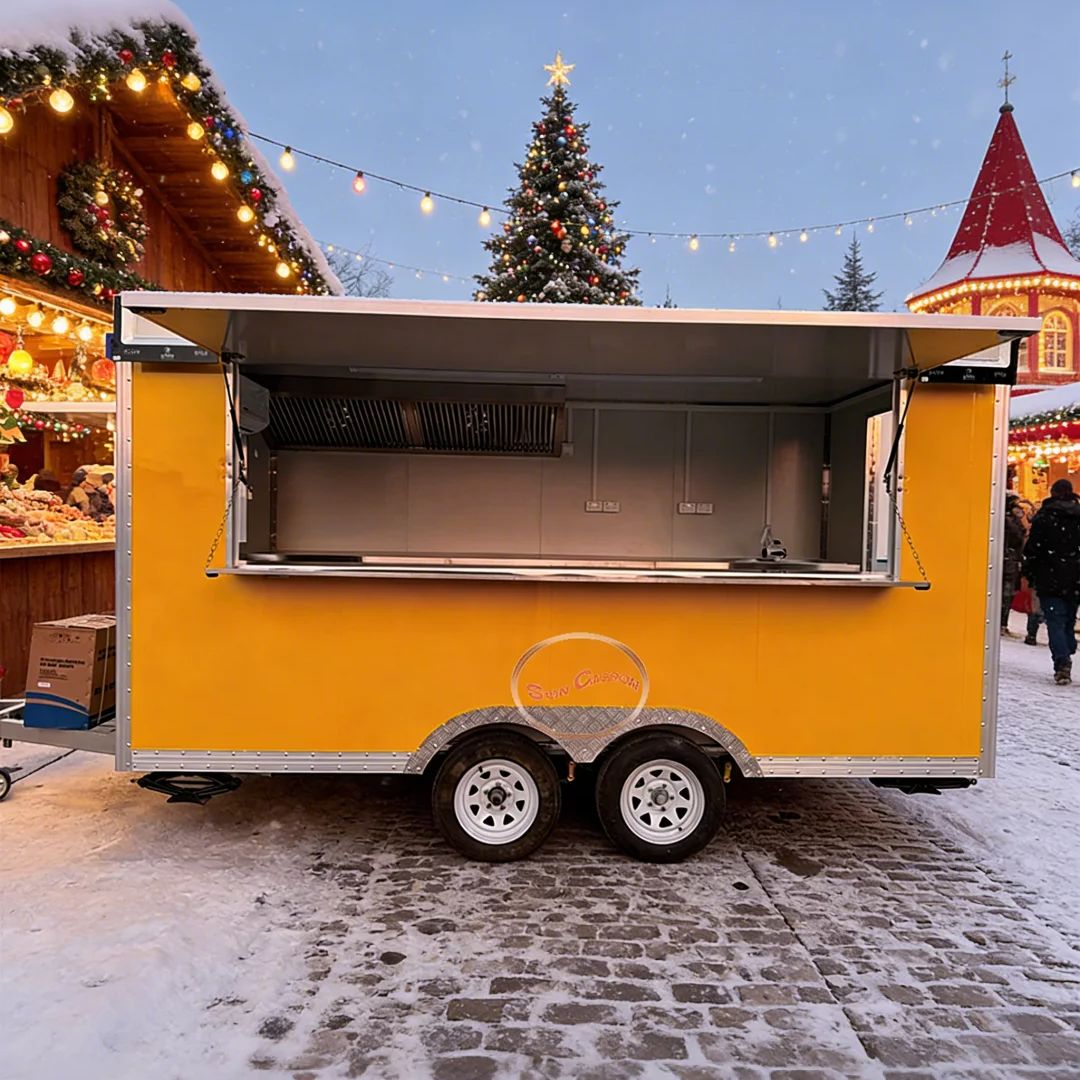 Commercial Kitchen Ventilation System - Towable Food Cart with Shelf and