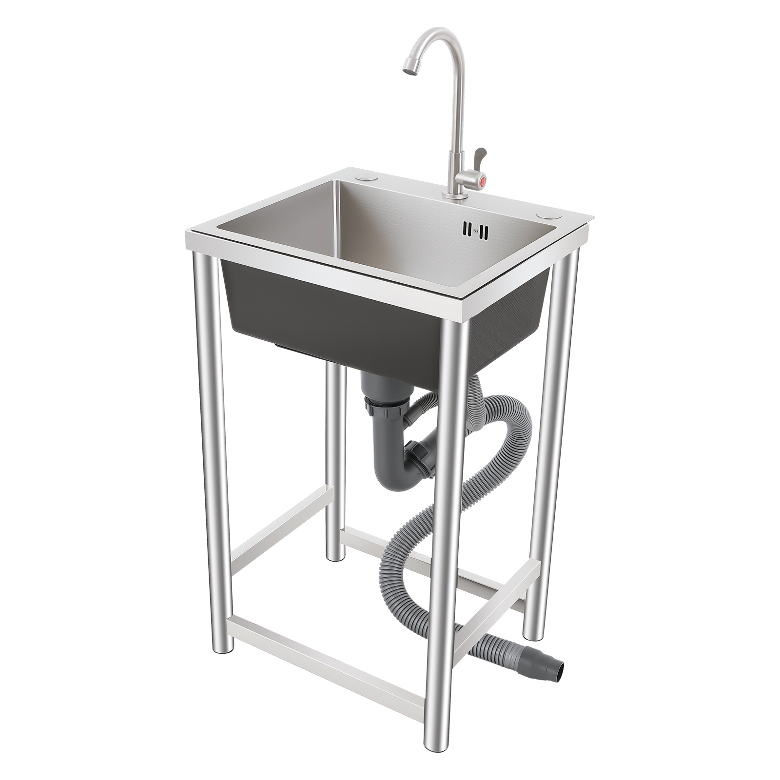 Commercial Kitchen Utensils - Freestanding Kitchen Sink with 360° Faucet,