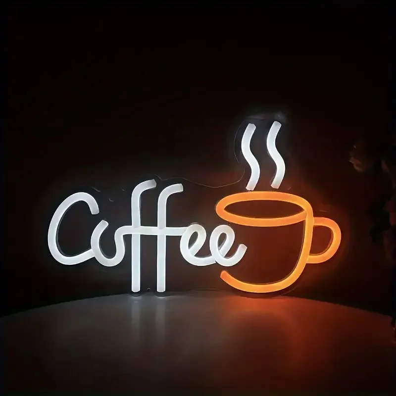 Commercial Kitchen Designer - Coffee Cup Designed Neon Sign Wall