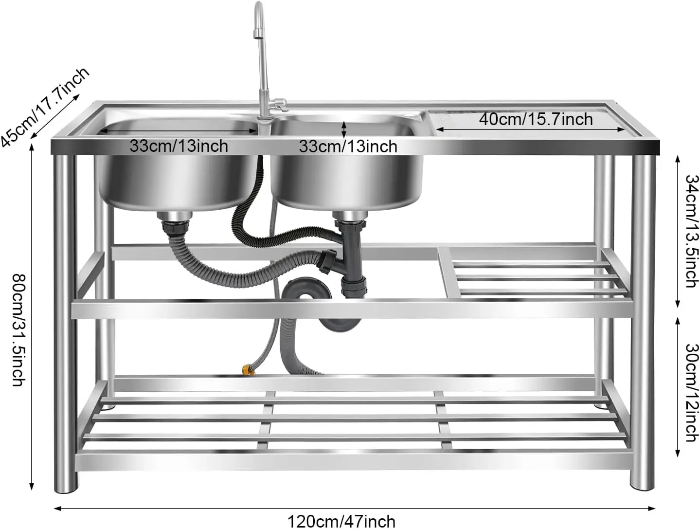 3 Tiers Freestanding Stainless - огляд і ціна Commercial Kitchen Sink
