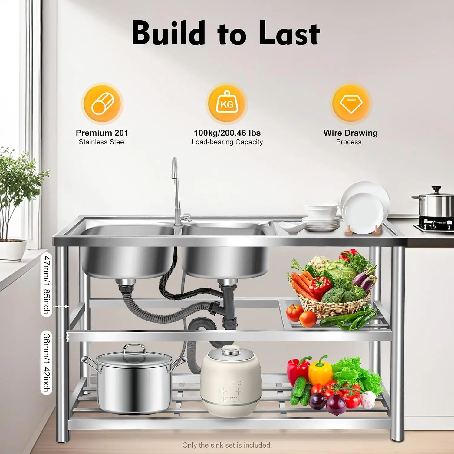 3 Tiers Freestanding Stainless - огляд і ціна Commercial Kitchen Sink