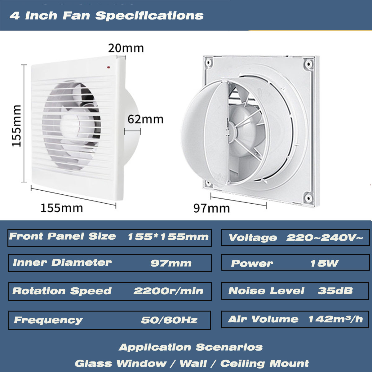 4 Inch Silent Window Mount Exh - огляд і ціна Commercial Kitchen Exhaust