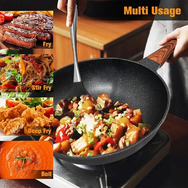 32CM Non-Stick Deep Wok Frying - огляд і ціна Commercial Kitchen Utensils